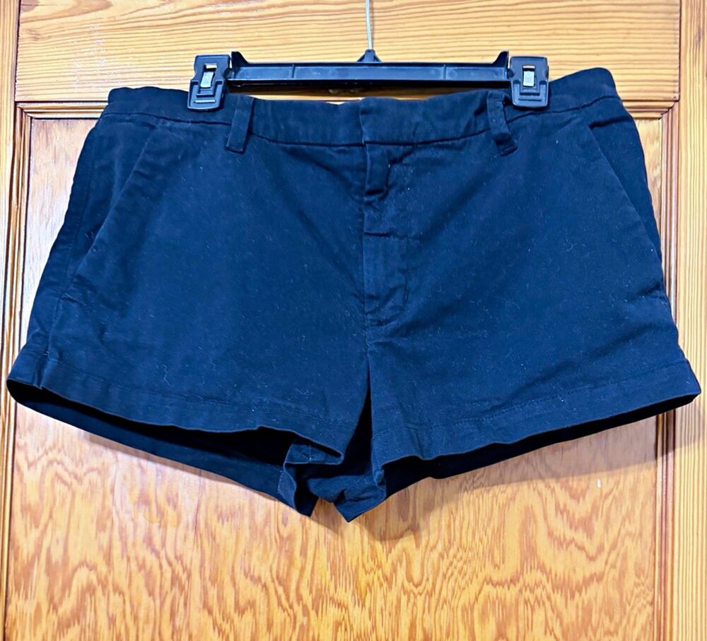 J Brand Women’s Black Chino Cotton Twill Mid Rise Flat Front Shorts Size 28 2"